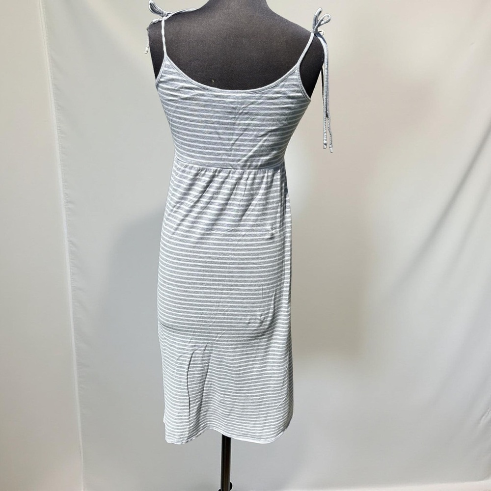 Tommy Bahama Hibben Grey Stripe Dress Jersey Tie Shoulder Maxi Size Medium - Picture 3 of 5